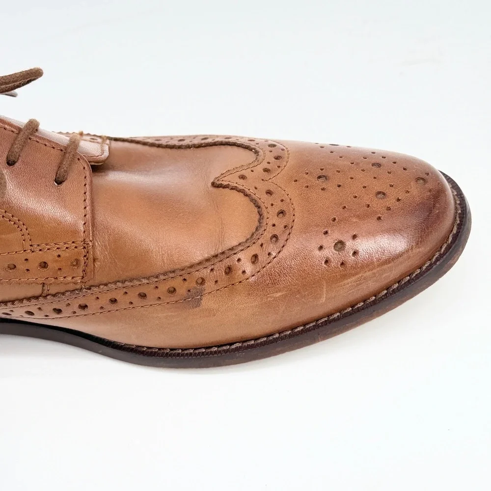 Florsheim Mens 11737 257 Tan Leather Wingtip Brogue Oxford Shoes 10.5 D